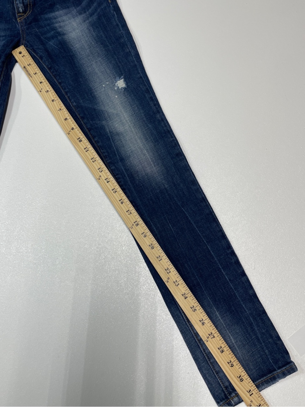 ReRock For Express Y2K Cotton Distressed Skinny Blue Denim Jeans Women’s Size 4 - Picture 11 of 12